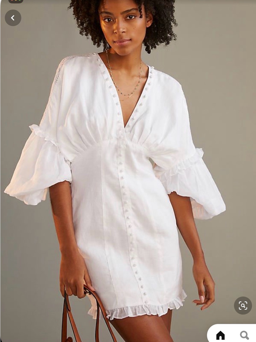 White V-Neck Ruffle Hem Mini Dress NWOT